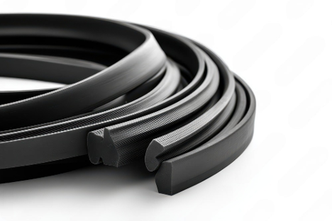 coiled black rubber seals