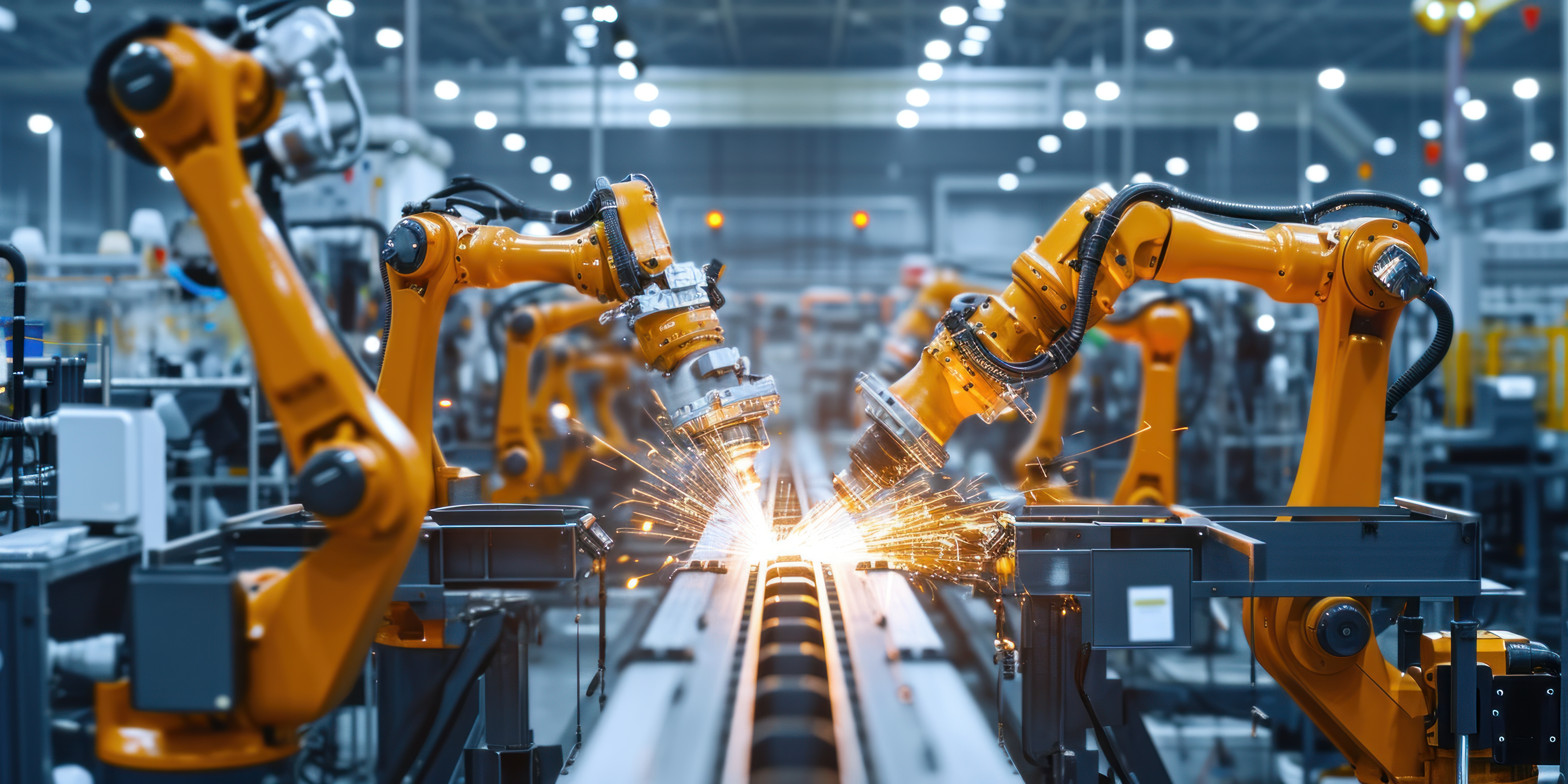 Industrial warehouse with robotics